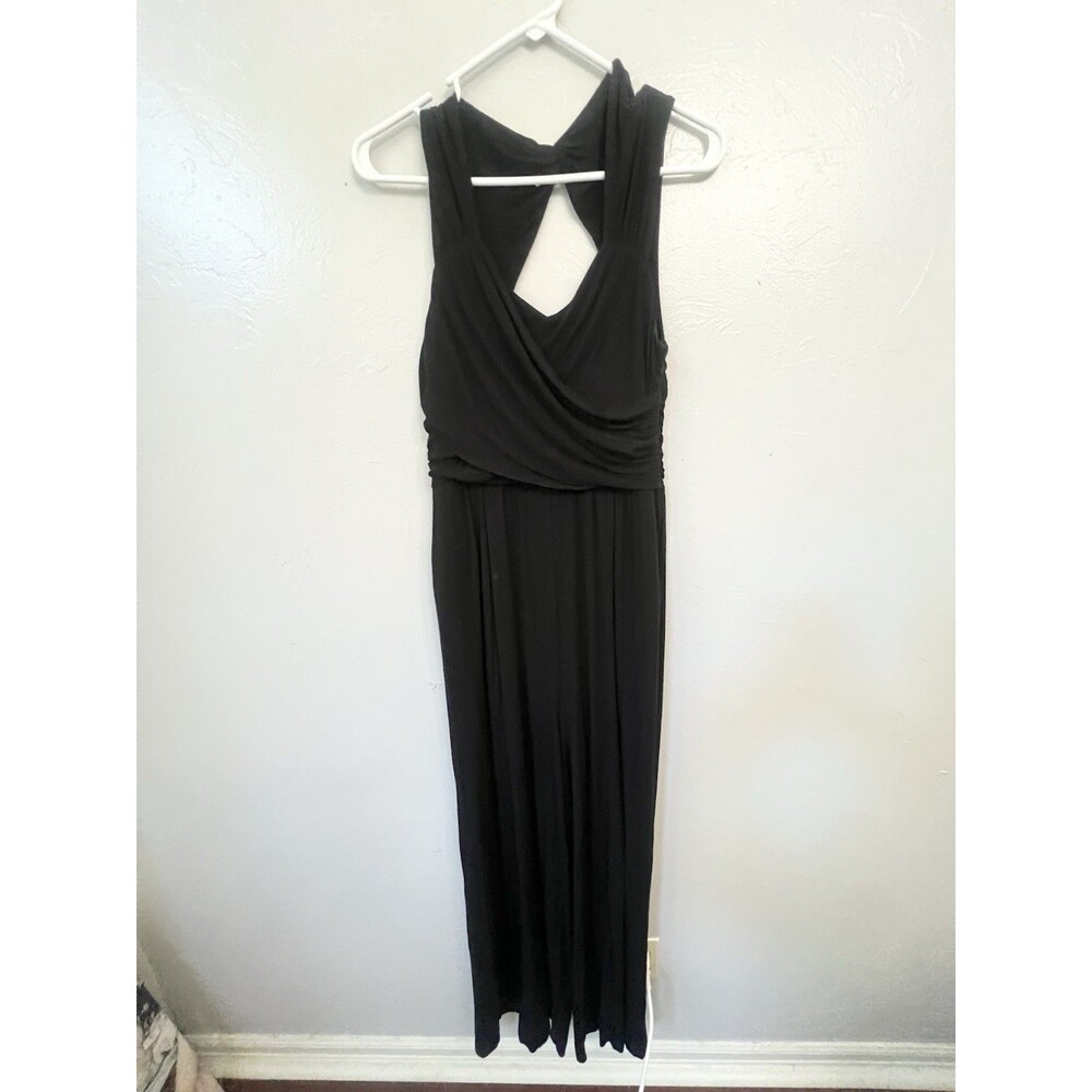Moulinette Soeurs Anthropologie Molly Black Wide Leg Jersey Jumpsuit size M - Picture 2 of 13
